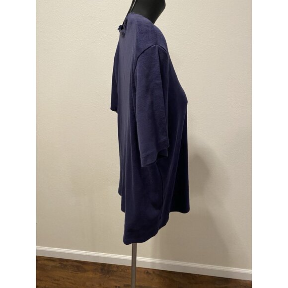 Baxter & Wells Womens Petite Medium TopShort Sleeve 1/4 Button Front Cotton - Picture 6 of 9